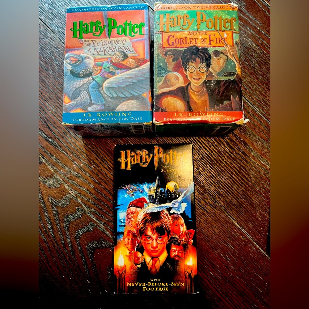 VINTAGE Harry Potter Audio book cassette tapes with a vhs movie